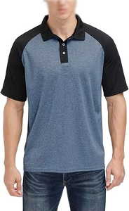 Polo à manches courtes pour homme, gris bleu, à blocs de couleur, tricoté, respirant, coupe décontractée - Product Image 5