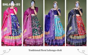 Magnifique Lehenga en soie Dola de qualité supérieure, entièrement imprimé, aux couleurs claires et foncées, avec chemisier et dupatta, à prix de gros. - Product Image 2