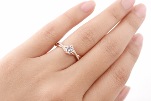 Bague de fiançailles en argent sterling 925, bande torsadée en or rose, bague de promesse avec diamant - Product Image 6