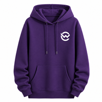 Pakaian Musim Dingin Cetak Digital Warna Solid Kasual Polos dengan Kantong Kanguru Gaya Jalanan Berkualitas Tinggi 100% Katun Fleece Unisex Pullover