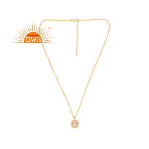 Venta caliente 925 plata esterlina chapado en oro Cz y Arco Iris Luna piedra preciosa colgante collar Demi joyería fina para mujer regalo para ella - Product Image 4