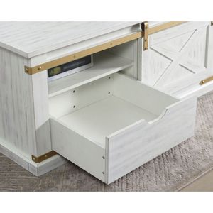 Tavolino Rustico con Dettagli in Oro Bianco Anticato, 1 Pezzo, con Cassetto Contenitore, Tavolo Consolle per Soggiorno con Ripiani - Product Image 6
