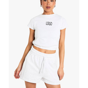 Ensemble d'été pour femmes, tenue de sport respirante en polyester/coton, 2 pièces, pour tennis et basketball, longueur standard, par un fabricant de vêtements - Product Image 1