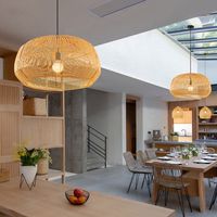 Lustre industriel moderne, suspension, abat-jour, grand support en bambou, salle à manger, cuisine, salon, luminaires de plafond