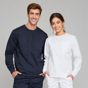 Hauts médicaux unisexes à manches longues, respirants et confortables, en tricot 100% coton, couleur personnalisable, pour usage hospitalier, sous-vêtements. - Product Image 6