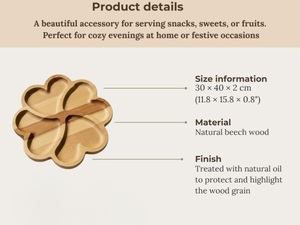 Plateau de service et planche à charcuterie en bois de hêtre poli en forme de cœur - Qualité professionnelle pour la restauration, design rustique - Product Image 6