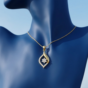Luxury 18K Gold Natural Diamond Pendant <b>Necklace</b> for Women | GIA Certified Round Cut Sparkly Real Diamond Jewelry - Product Image 3