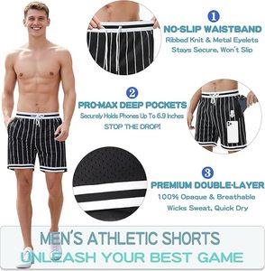 Men's Retro Basketball Shorts: 5-7 Inch Heavyweight Double <b>Layer</b> Mesh Deep Pockets 90s Vintage Athletic Gym Workout - Product Image 4
