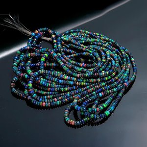 Natural Ethiopian Black <b>Opal</b> Faceted Rondelle beads AAA Welo <b>Opal</b> Gemstone loose beads for jewelry making - Product Image 3