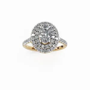 Bague de luxe en or jaune 18 carats avec diamants de laboratoire ovales et ronds, certifiée IGI, pour femmes, provenant d'un fournisseur indien - Product Image 1