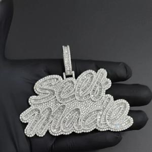 Pendentif Lettre Personnalisé Hip Hop en Argent Sterling 925 Certifié IGI avec Moissanite Taille Émeraude VVS, Testeur de Diamant Inclus, Unisexe - Product Image 4