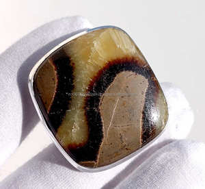 Anillo de piedras preciosas septarianas de Plata de Ley 925 clásico hecho a mano boda/compromiso/fiesta mamá anillo de regalo - Product Image 1