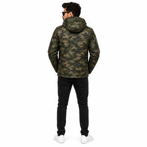 Men's Woodland Camouflage Hooded Puffer <b>Jacket</b> <b>Waterproof</b> Windproof Thermal Insulated <b>Winter</b> Outdoor Hiking Hunting Full Zip - Product Image 4