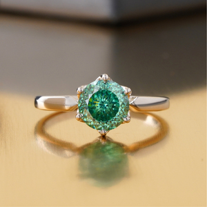 2.00 CT Fancy Green Portuguese Cut Lab Grown Diamond <b>Ring</b> 14K <b>Gold</b> <b>Cocktail</b> Statement - Product Image 1