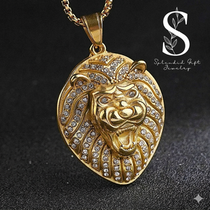 Colliers pendentifs tête de lion, bijoux hip-hop, pendentifs hipster tête de lion micro-sertis de moissanite, pendentifs mode hip-hop pour hommes - Product Image 1