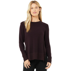 Haut de sport à manches longues et col rond pour femme, tissu extensible doux, coupe asymétrique, idéal pour le yoga, le fitness et la course à pied - Product Image 1