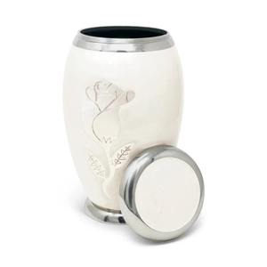 Urne funéraire LU ASHES URN TWO WHITE ROSES, style américain, capacité de 200 pouces cubes, garantie 1 an, pour la commémoration des adultes - Product Image 1