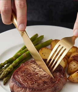Stainless Steel Set Of 5 Flatware Ideal For Kitchenware Tabletop Home Party Cafe Use Silver Color Plated Cutlery <b>Plain</b> Handle - Product Image 4