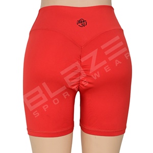 Blaze Fight Wear femmes plage Booty Shorts personnalisé taille haute Yoga Booty Shorts rouge chaud taille haute taille élastique Yoga Leggings - Product Image 5