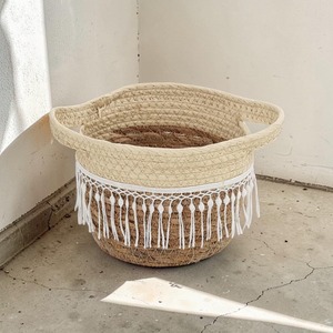 Handmade Big Macrame Basket For Toys <b>Laundry</b> And Home Storage With Stylish And Functional Organizer Design Wholesale From India - Product Image 5