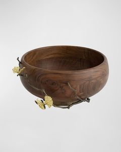 Cuenco de madera hecho a mano con detalles dorados de ginkgo, diseño Wabi Sabi para el hogar, cenas y regalos. - Product Image 1