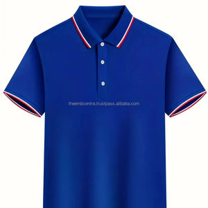 Camisa de golf informal para hombre con cuello en contraste-Elástico, ajuste regular, polos de verano de manga corta, polos para hombre - Product Image 1