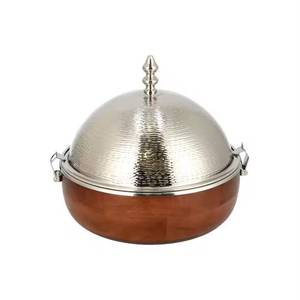 Metal Casserole Hammered Silver Dome <b>Lid</b> Hot <b>Pot</b> Premium Food Warmer Set Insulated Serving Dish Catering Tableware <b>Pot</b> Stackable - Product Image 1