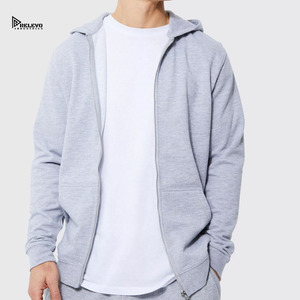 Relevo Industries <b>Men's</b> Gray Hooded Zip-Up Sweatshirt Regular Fit Casual Solid Color Long Sleeve Autumn Wear For <b>Men</b> - Product Image 1