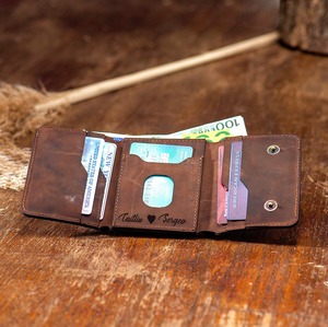 Luxury Full Grain Leather Tri Fold Wallet Men Custom Logo Real Cowhide <b>Credit</b> <b>Card</b> <b>Holder</b> Vintage Billfold LTW-0160 - Product Image 6
