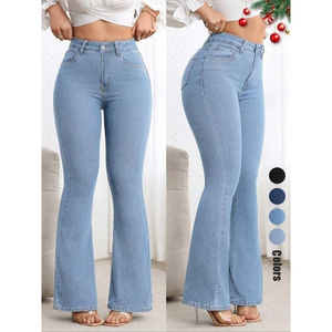 Nouveau Jean en Denim Extensible pour Femme, Coupe Droite Évasée, Taille Mi-Haute, Séchage Rapide, Respirant, Style Vintage, Modèle Européen et Américain, pour le Commerce Transfrontalier - Product Image 4