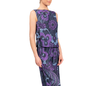 Conjunto de Salón para Mujer con Estampado Floral, Top sin Mangas, Pantalones de Pierna Ancha, Viscosa y Algodón, Cintura Elástica, Ropa Casual de Verano - Product Image 5