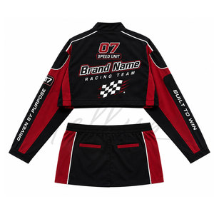 ชุดเซ็ตเสื้อแจ็คเก็ตครอปและกางเกงขาสั้นสำหรับผู้หญิง รุ่น Windbreaker Cropprd Racing เหมาะสำหรับฤดูร้อน - Product Image 2