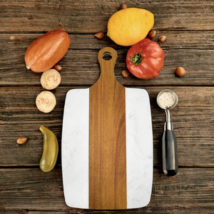 Planche à découper et de service durable en bois d'acacia et marbre, écologique et de qualité supérieure, pour le pain, les aliments et les fêtes - Product Image 5