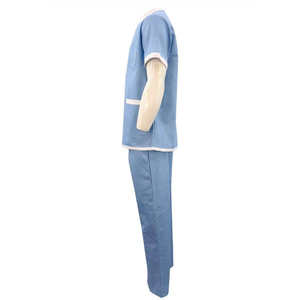 Light Blue Unisex <b>Scrub</b> <b>Set</b> Cotton Polyester Woven Hospital Uniform Pants V Neck Top Medical <b>Scrub</b> <b>Sets</b> - Product Image 5