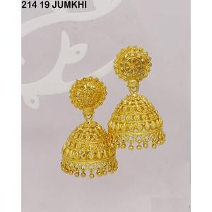 <b>Indian</b> Gold Plated Traditional Jhumka Layered Fringe Dangle Earring Set Chain Earring Solid Color Dubai Turkish Bollywood Trend - Product Image 4