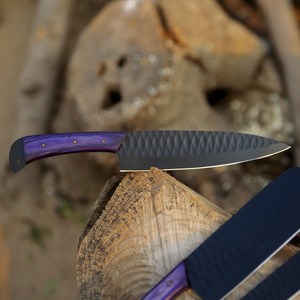 Juego de Cuchillos de Cocina Multiusos de 5 Piezas de Acero Inoxidable Forjado a Mano con Recubrimiento de Óxido, Mango de Madera Ambidiestro, Acabado Mate, Marca UA Supplies - Product Image 5