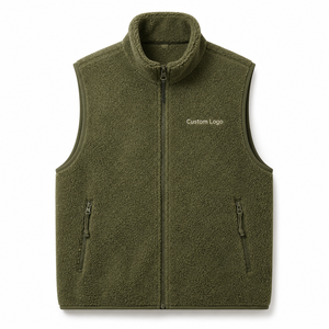 Gilet en polaire premium pour homme, logo personnalisé, respirant, hiver, fermeture éclair intégrale, sans manches, décontracté, extérieur - Product Image 1