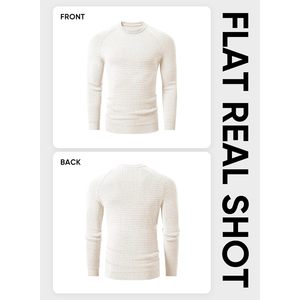 Suéter Personalizado para Hombre, Cuello Redondo, Antiarrugas, Moda 2025, Textura Waffle, Tejido de Punto, Color Sólido, Suave, Informal, para Uso Diario B0FFB3JB5Y - Product Image 5