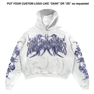 Sudadera con Capucha Extra Grande para Hombre, Premium, 400 GSM, Felpa de Algodón, Gris Jaspeado, Personalizada con Bordado 3D en Relieve, Logotipo Impreso en la Parte Delantera, Ecológica - Product Image 5