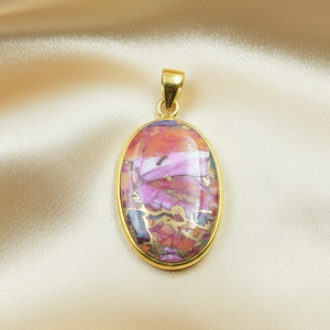 Oyster Copper Turquoise 925 Sterling Silver Pendant Oval Handmade Jewelry Rose Gold Yellow Gold Plated Necklace <b>Gift</b> Women <b>Her</b> - Product Image 4