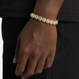 Pulsera de Moissanita Amarilla con Corte Corazón, Brazalete de Piedras Preciosas en Plata y Oro, Regalo de Joyería Nupcial - Product Image 1