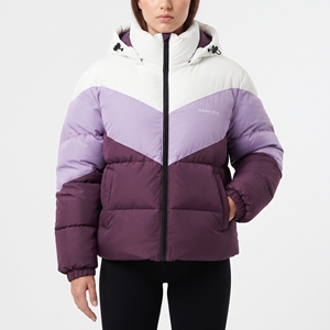 Custom Women's Thick Quilted Puffer Jacket Winter Hooded Color Block <b>Bubble</b> <b>Coat</b> Wholesale Outerwear - Product Image 1