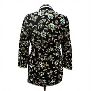 Vintage Floral Embroidered Velvet Kimono Coat Women Winter Outwear High Quality Custom <b>Sequin</b> Embellished Wrap Blazer <b>Jacket</b> - Product Image 6