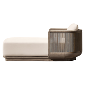 Tumbona Moderna de Teca Gris para Exteriores, con Cojín Suave Impermeable y Reposabrazos de Cuerda Tejida, Tumbona de Lujo para Patio - Product Image 2