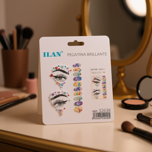Adesivi per il viso con glitter ILAN, design brillante per ciglia 32638 - Product Image 2