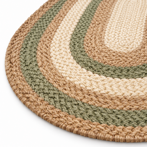 Tapis ovale en jute naturel tissé à la main, multicolore, tressé, style bohème, pour chambre, salon et vente en gros - Product Image 4