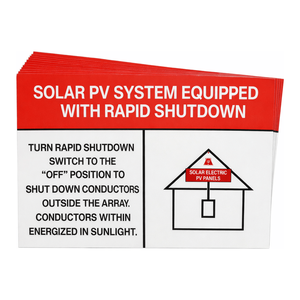 ป้ายสัญลักษณ์พลังงานแสงอาทิตย์ Brady Rapid Shutdown - ทนทาน กันน้ำ ผลิตจาก PVC แบบมีกาวในตัว พิมพ์ UV เงา สำหรับการระบุความปลอดภัยภายนอกอาคาร - Product Image 2