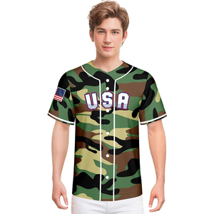 Maillot de baseball sublimé camouflage Forêt Verte, uniforme sportif professionnel, vêtements athlétiques unisexe - Product Image 3
