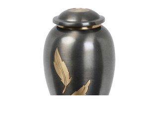 Urne funéraire en aluminium avec motif gravé feuille d'or, pour cendres humaines, vente en gros, urne commémorative pour adulte - Product Image 5