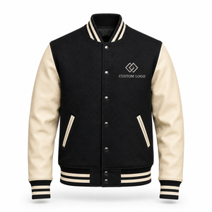 Wholesale Letterman Varsity <b>Jacket</b> Wool Body Cowhide <b>Leather</b> Sleeves Custom Logo Winter Baseball <b>Jacket</b> Supplier - Product Image 1